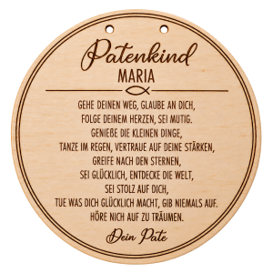 Personalisiertes Holzschild für Patenkind